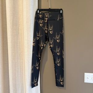 I Love you leggings, charcoal gray & gold, Size Small